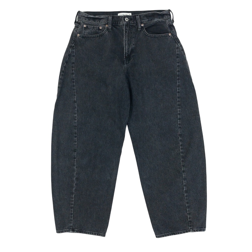 Abercrombie Barrel Jean Womens 29 Long Black Mid Rise Curve Love Denim Pants